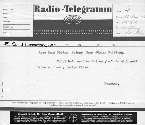 von Norddeich Radio aufgenommenes Radio-Telegramm (Seefunktelegramm)